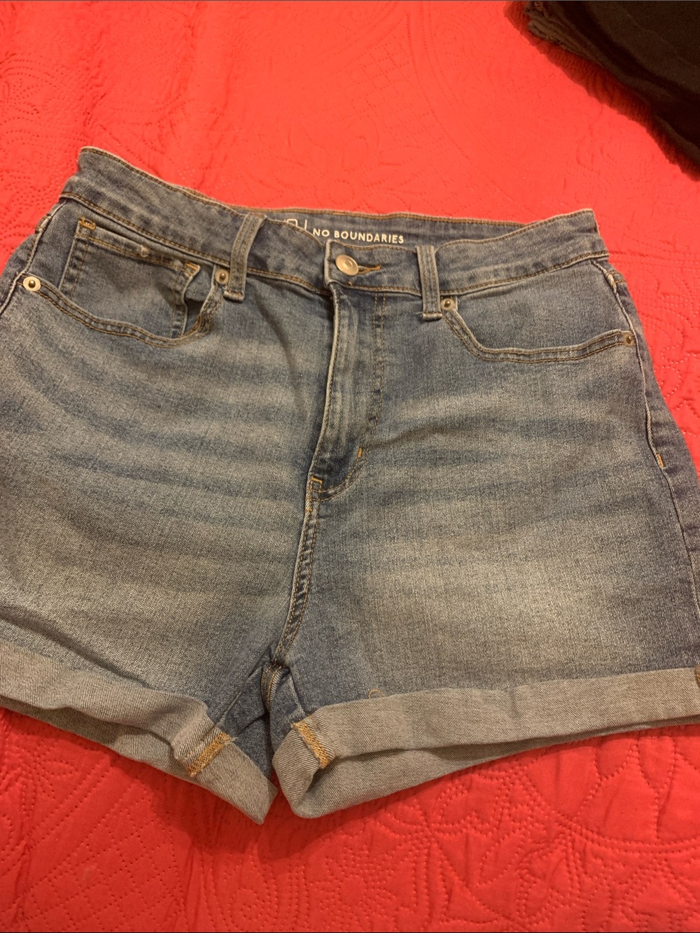 No Boundaries Medium Blue Rolled Cuff Denim Shorts